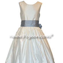 Custom Silk in Powder Blue and New Ivory Flower Girl Dresses