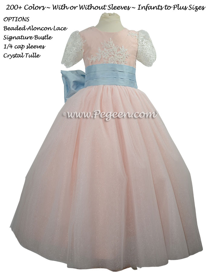 Petal pink and blue tulle Pegeen Signature Dress