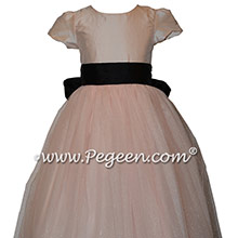 Custom Pink and Black Classic Styled Flower Girl Dress