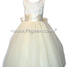 Lace Covered Tulle and Silk Couture Flower Girl Dresses