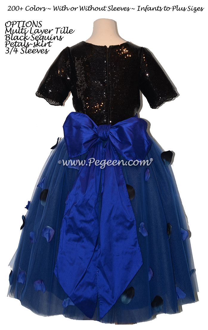 Black and Blue Tulle flower girl dress used for Bar Mitzvah