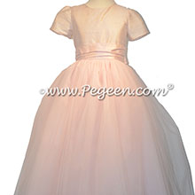 Blush pink and Petal Pink tulle and silk flower girl dresses