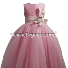Bubblegum pink and bunny flower girl dress