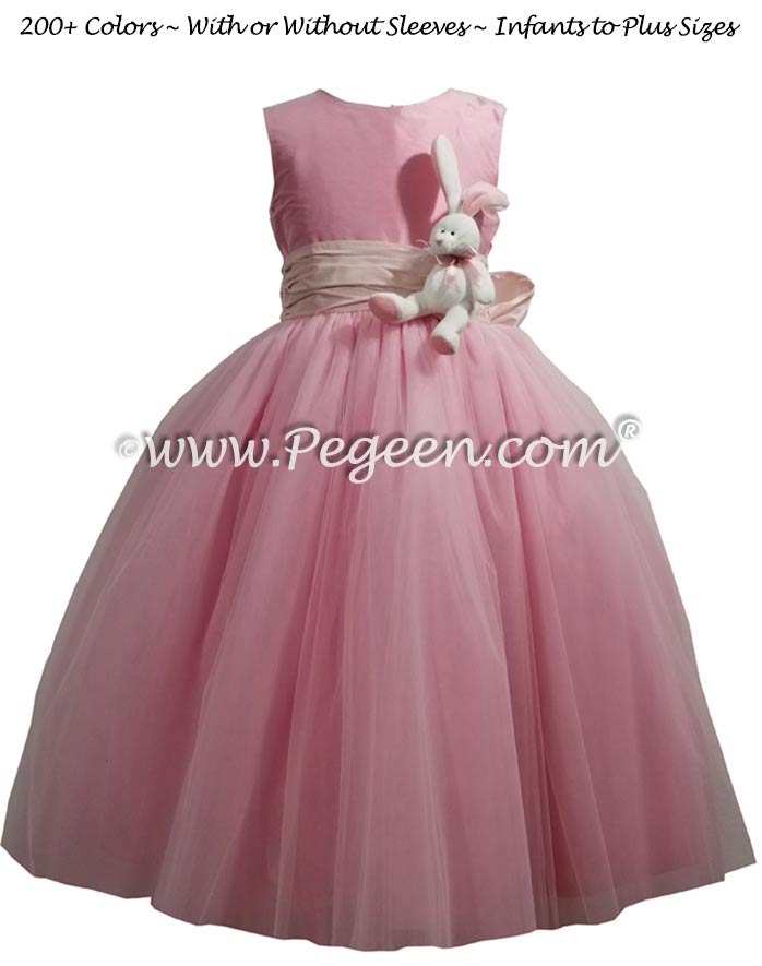 Bubblegum pink and bunny flower girl dress