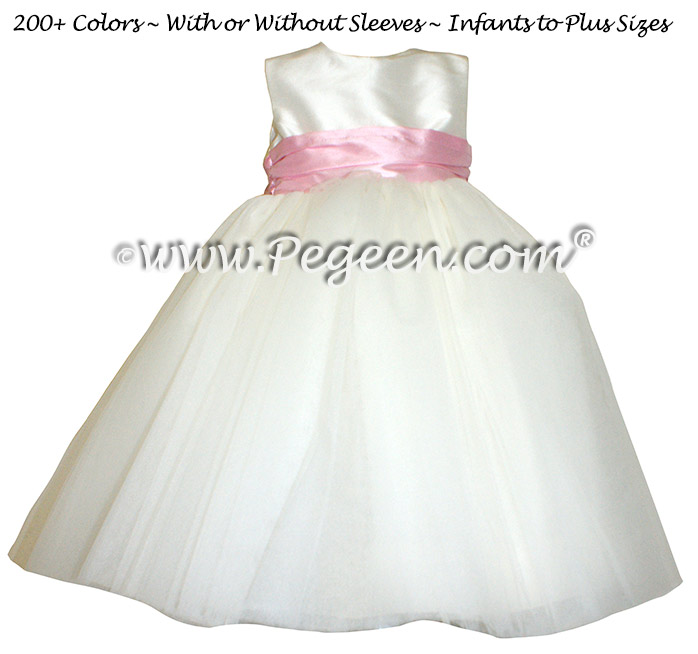 Infant flower girl dress in Bubblegum Pink Silk - Style 402 | Pegeen