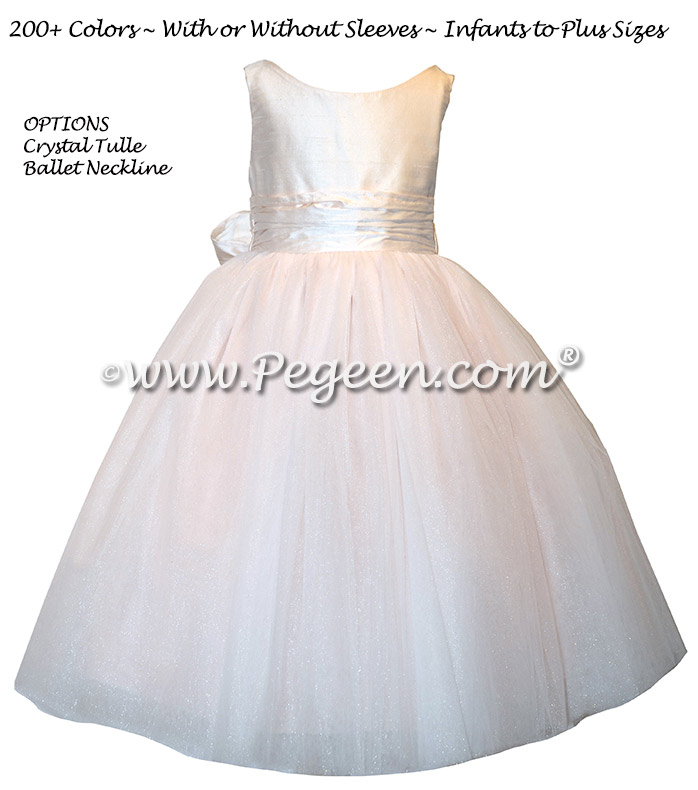 Champagne Pink Silk flower girl dresses - Style 402