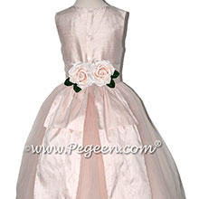 Champagne Pink Silk and Tulle with Back Bustle flower girl dressses