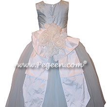 Cloud Blue and White Flower Girl Dresses with layers and layers of tulle