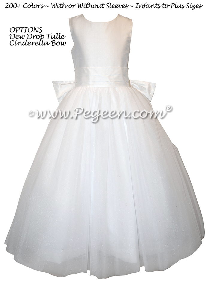 Dewdrop Tulle, Monogrammed Antique White First Communion Dress - Style 402 | Pegeen