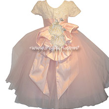 Peony Pink Silk Flutter Skirt with Swarovski Crystals Flower Girl Dress