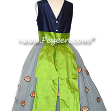 Custom Tulle flower girl dress with Football Appliques in Seattle Seahawk colors