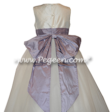 Light Orchid and White Flower Girl Dress with layers of tulle Style 402 