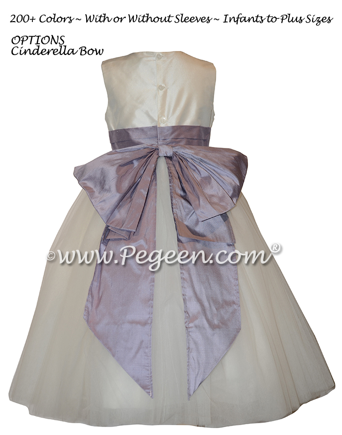 Light Orchid and White Flower Girl Dresses with layers and layers of tulle Style 402 | Pegeen
