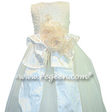 Ivory Pearled Silk flower girl dresses