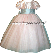 Custom Pink and Blue Cloud Tulle and Silk Flower Girl Dresses