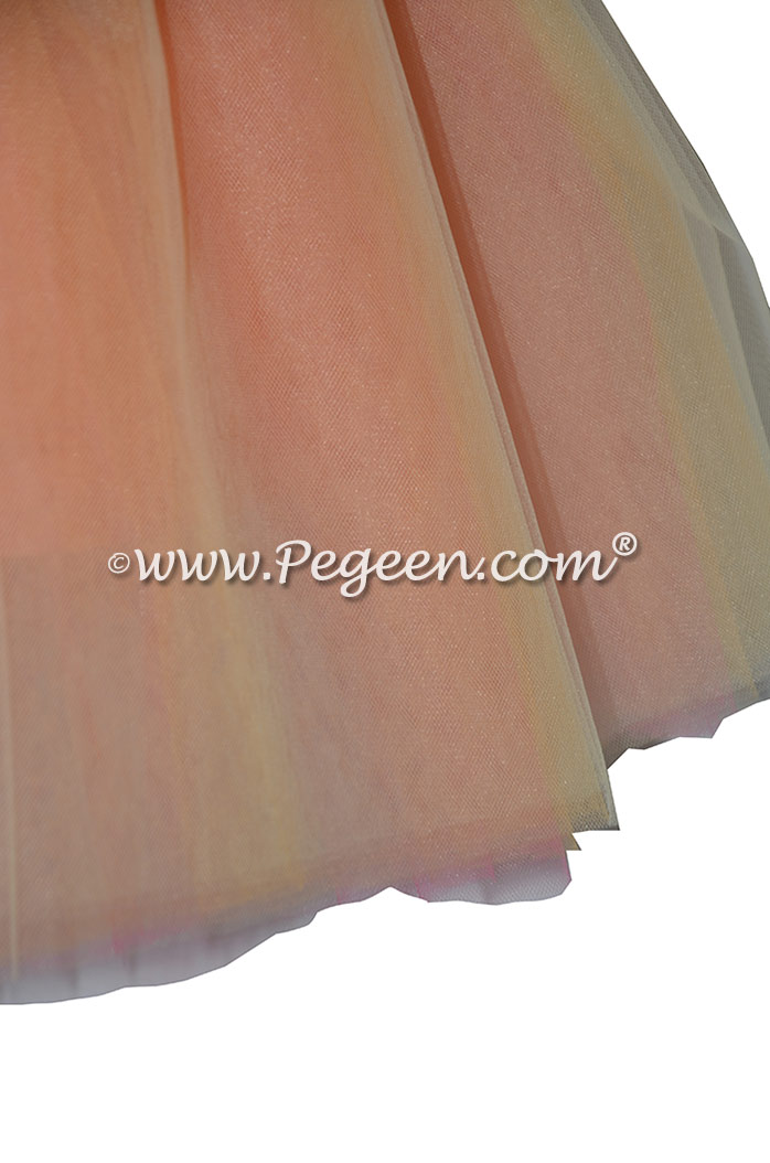 Sunset Cotillion or Couture Topaz Fairy Flower Girl Dress w/Tulle, Drop crystal tulle and crystal jewels