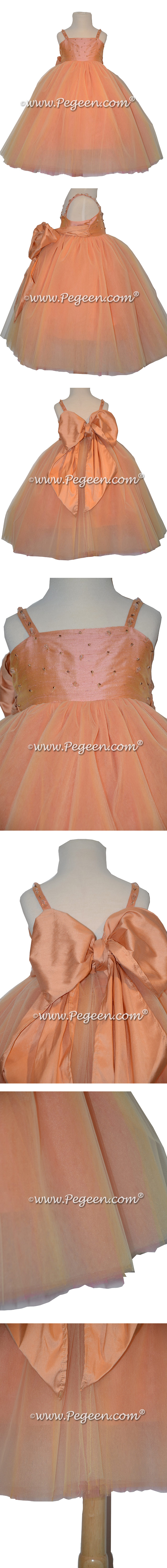 Sunset Cotillion or Couture Topaz Fairy Flower Girl Dress w/Tulle, Drop crystal tulle and crystal jewels