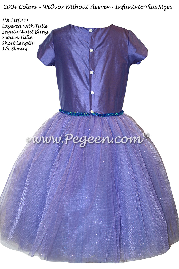 Violet Tulle and Bling Custom Silk Flower Girl Dresses Style 402