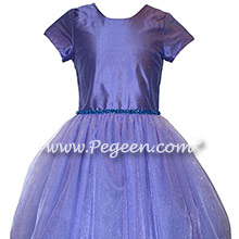 Violet Tulle and Bling Custom Silk Flower Girl Dresses