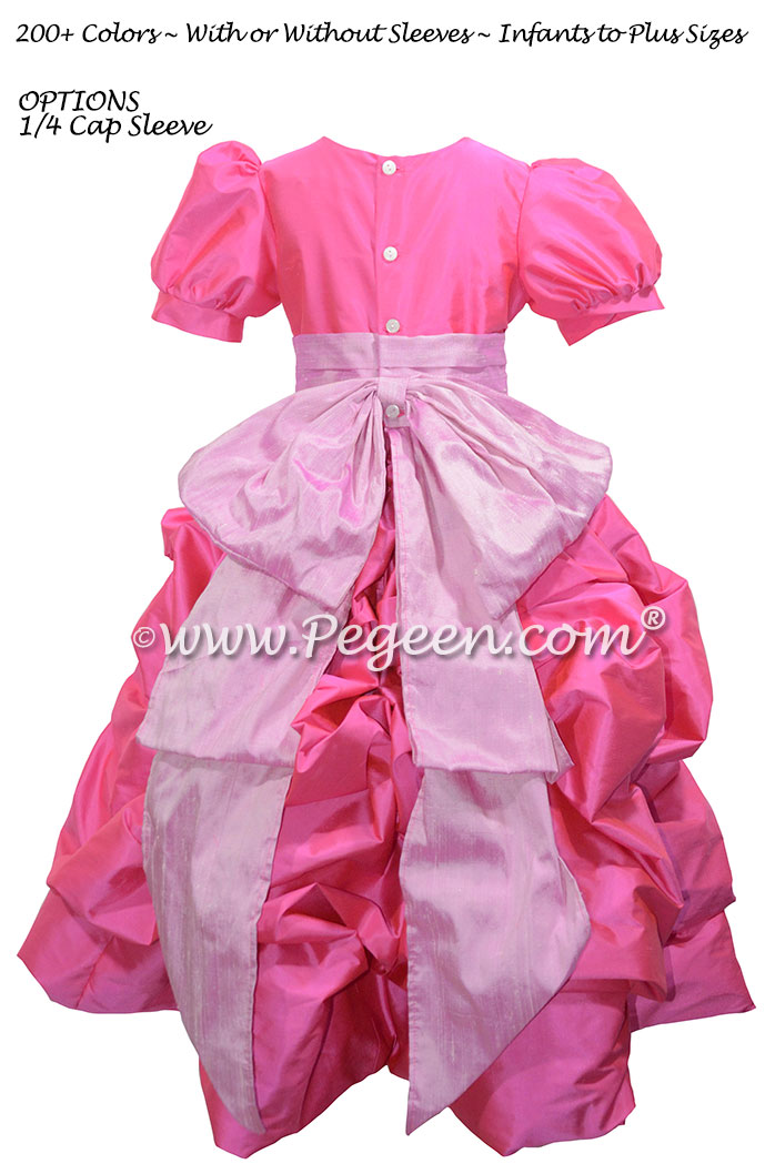 Shocking Pink and Rose Pink Flower Girl Dresses with Cinderella Sash