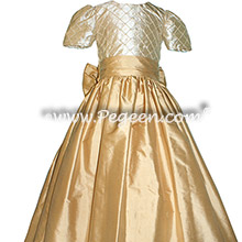 Gold Pearled Custom Silk flower girl dresses