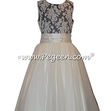 Black and New Ivory Flower Girl Dresses with Tulle and Aloncon Lace