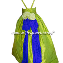 Royal Purple and Apple Green Jr Bridesmaids dresses Style 424