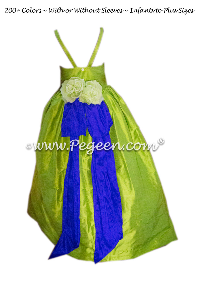 Jr Bridesmaids dresses Royal Purple and Apple Green Style 424 | Pegeen