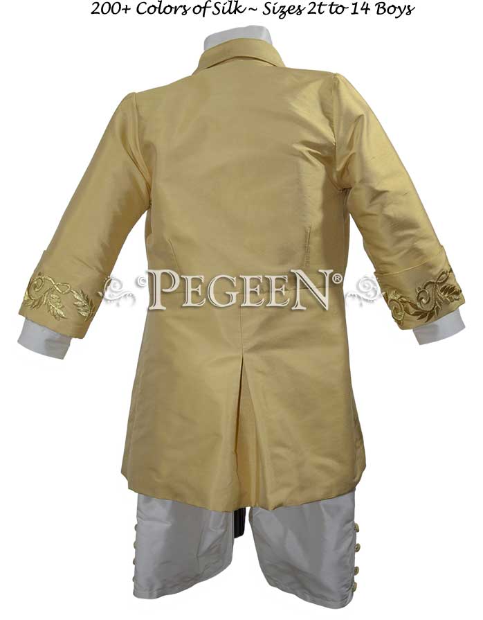 Style 595 Boys Ring Bearer Suit in Gold Embroidered Coat