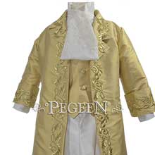 Style 595 Boys Ring Bearer Suit in Gold Embroidered Coat