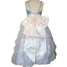 Custom silk ice blue flower girl dresses Style 490 with pearls