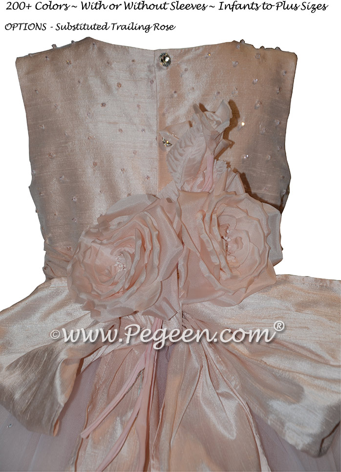 Swarovski Encrusted Bodice in Ballet Pink Silk Flower Girl Dresses