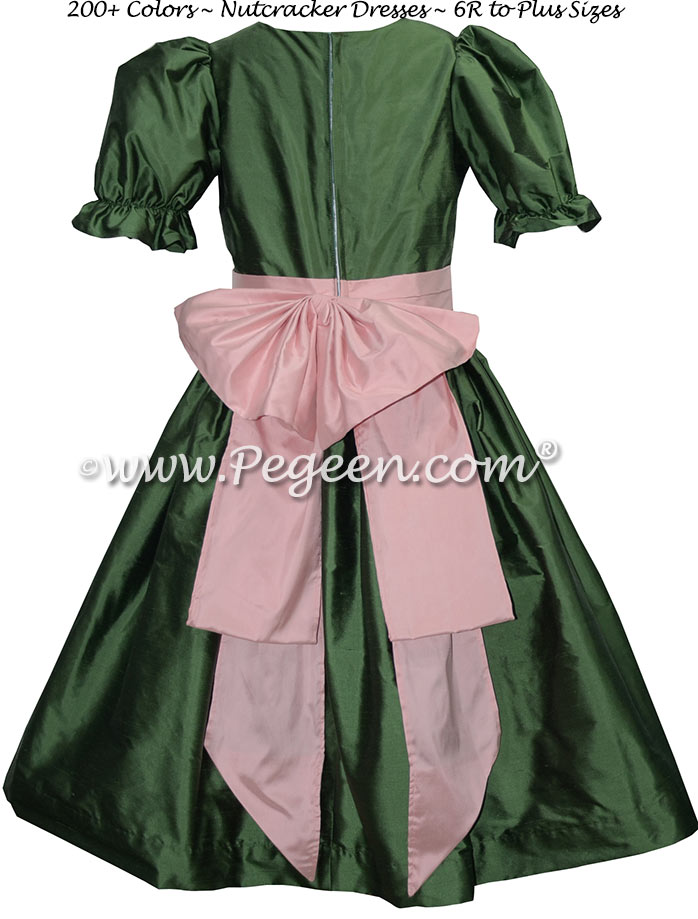 Basil Green and Pink Silk Custom Nutcracker Dress Style 701
