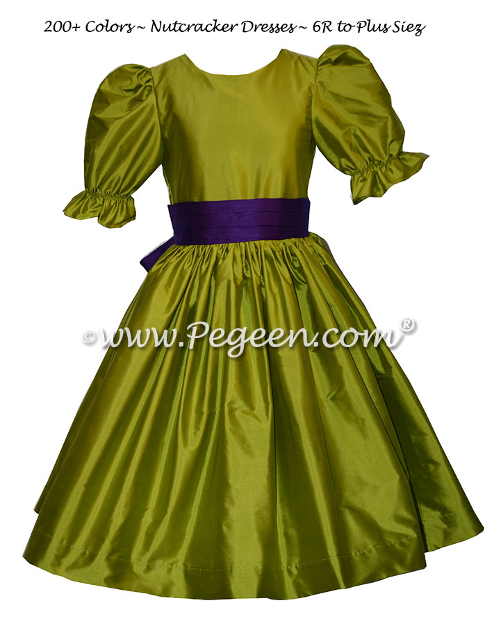 Grass Green and Royal Purple nutcracker, Clara or Christmas Holiday Flower Girl Dresses