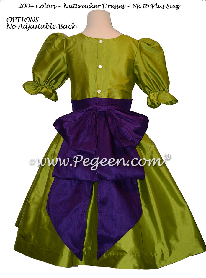 Grass Green and Royal Purple nutcracker, Clara or Christmas Holiday Flower Girl Dresses