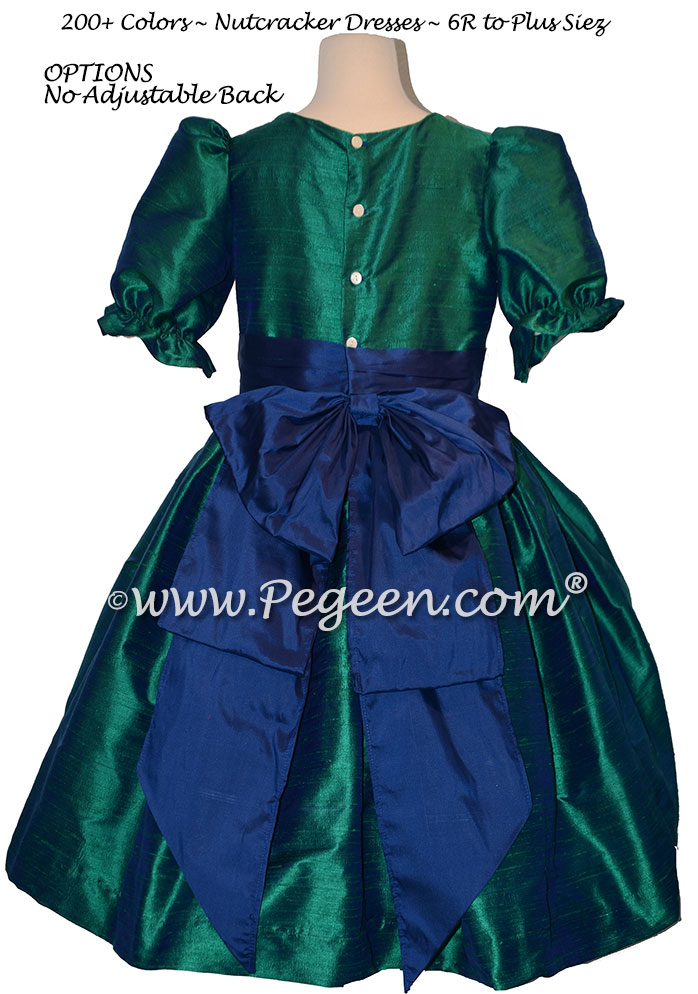 Holiday Green and Colonial Blue nutcracker, Clara or Christmas Holiday Flower Girl Dresses