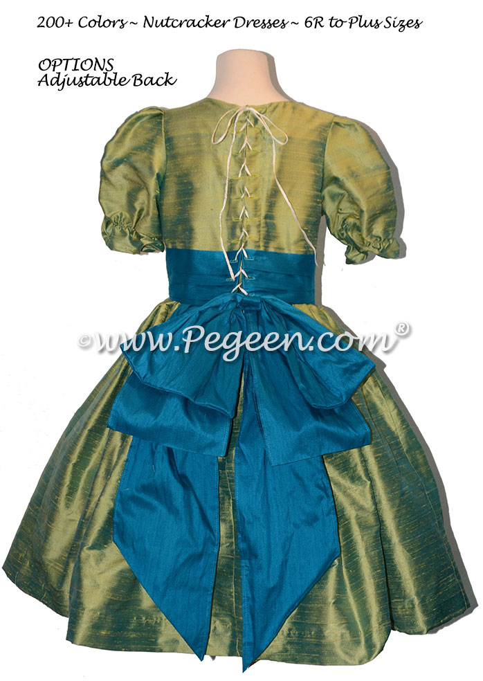 Lime Green and Capris (Turquoise) nutcracker, Clara or Christmas Holiday Flower Girl Dresses