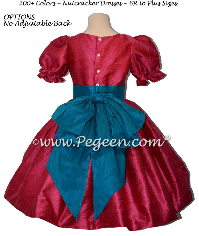 Lipstick Pink and Mosaic Blue nutcracker, Clara or Christmas Holiday Flower Girl Dresses