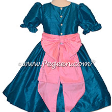 Mosaic Teal and Bubblegum Pink Custom Silk Nutcracker Costume or Dress