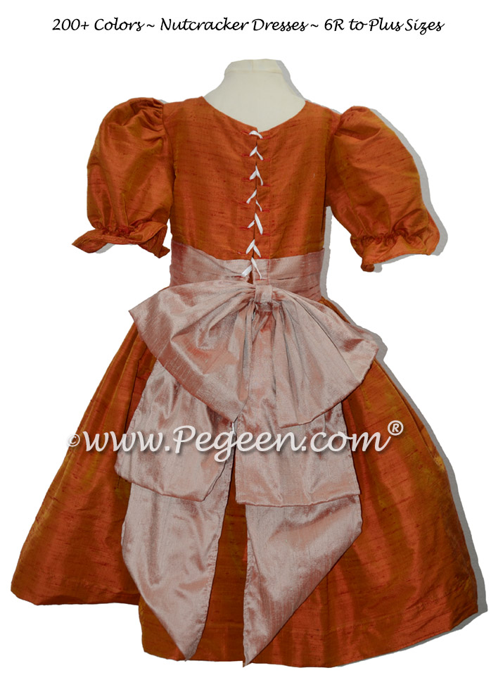 Tangerine and Toffee nutcracker, Clara or Christmas Holiday Flower Girl Dresses