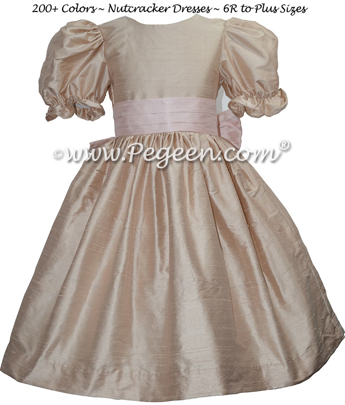 Toffee and Blush Pink silk nutcracker dress Style 701