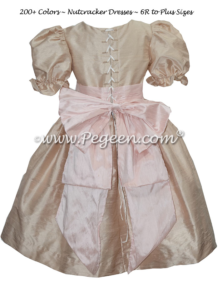 Toffee and Blush Pink silk nutcracker dress Style 701