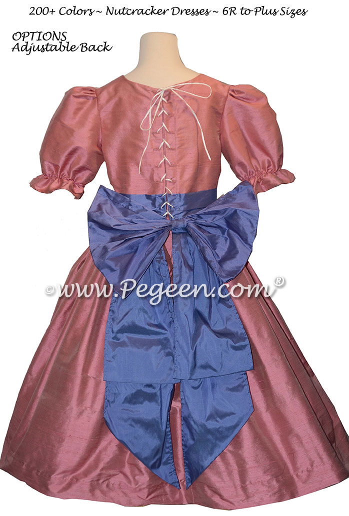 Woodrose Pink and Blueberry nutcracker, Clara or Christmas Holiday Flower Girl Dresses