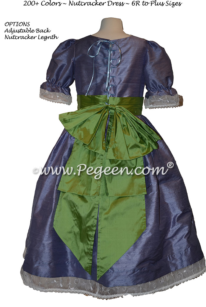 Nutcracker Party Scene Dress in Periwinkle and Vine Green - Style 703