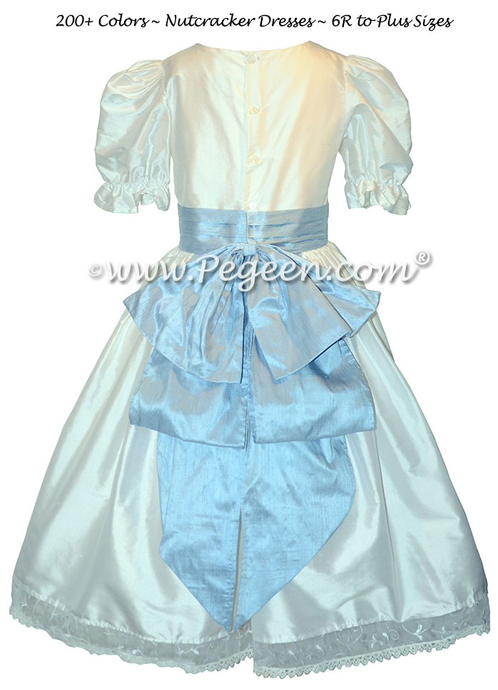 Nutcracker Party Dress -  Clara Dress in Antique White and Cloud Blue Style 703