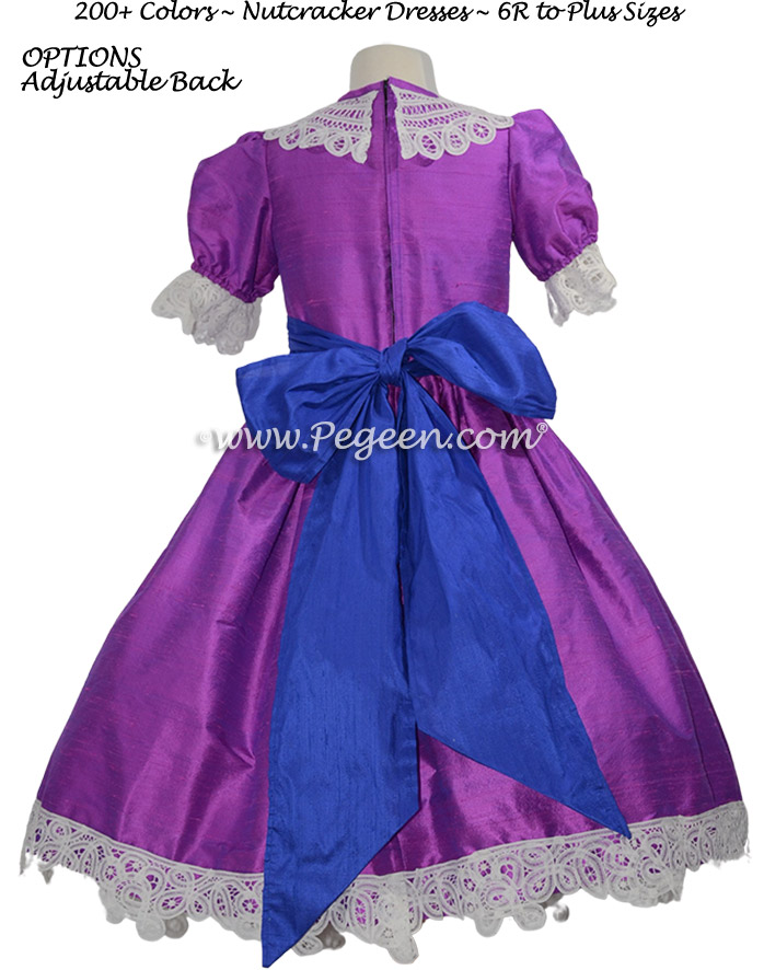 Boisenberry Purple and Sapphire Blue Silk Nutcracker Party Scene Dress Style 708 by Pegeen