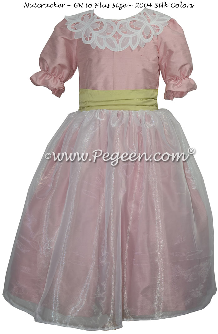 Citrus Green and Rum Pink Silk Custom Nutcracker Dress Style 718