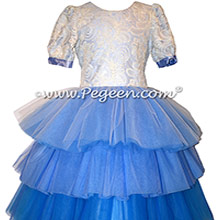 Blue Ombre Lace Tulle and Silk flower girl dresses