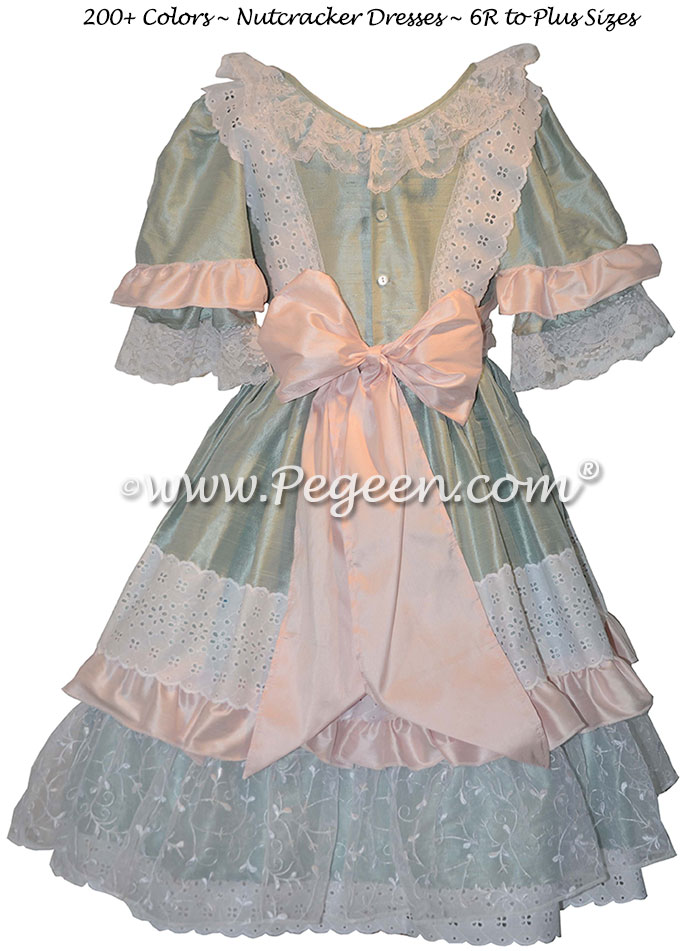 Nutcracker Party Scene Dress in Green and Pink Style 723