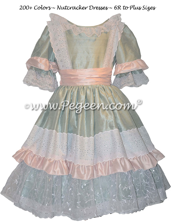 Nutcracker Party Scene Dress in Green and Pink Style 723